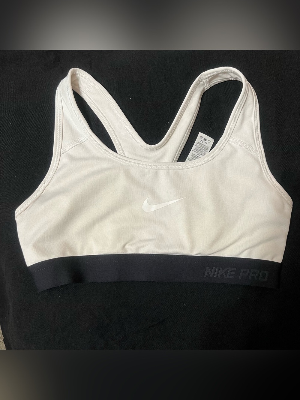 Nike White and Black Racerback Sports Bra